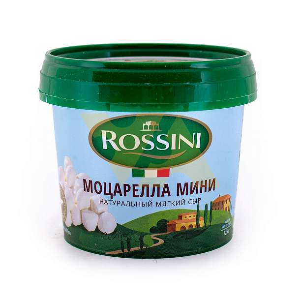 Моцарелла Мини, жирности 40%, сыр свежий в рассоле, РОССИНИ, 0,125 кг/0,380 кг (пл/ст) 0.125 кг. РОССИНИ Россия