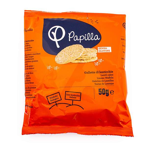 Хлебцы круглые (галеты) из чечевицы BIO, PAPILLA LENTIL, ORYZA, 0,05 кг  Oryza s.r.l. Италия