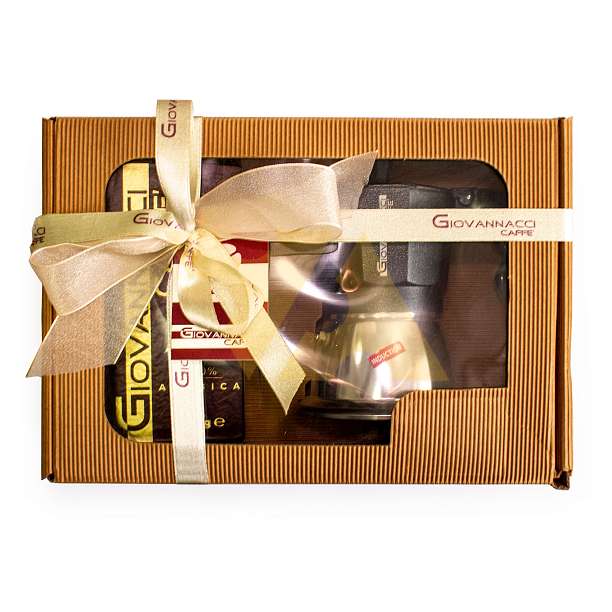 Набор Кофе молотый GRAN CAFFE и Гейзерная кофеварка Мока для индукционных плит  Giovannacci Caffè Италия