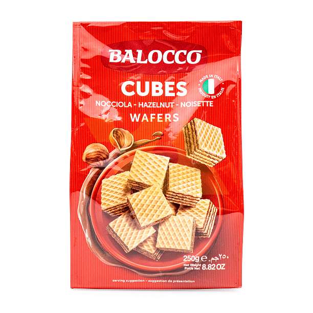 Вафли с ореховым кремом, кубики, BALOCCO, 0,25 кг 0.25 кг. Balocco Италия