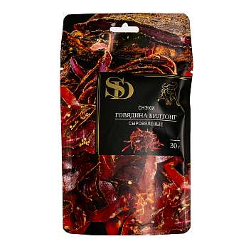 Снэки из говядины Билтонг сыровяленые SD, нарезка, 0,030 кг