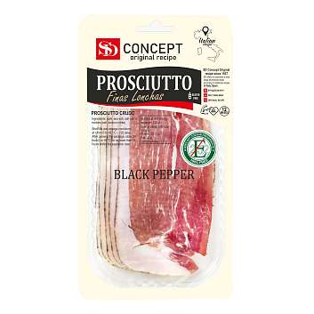 Окорок сыровяленый (прошутто) с черным перцем SD, выдержка 12 мес., нарезка, 0,050 кг
