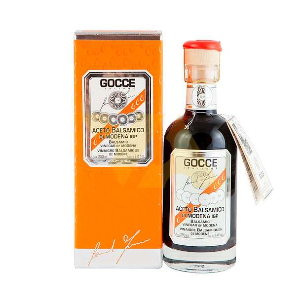 J0125 Уксус бальзамический из Модены IGP GOCCE, выдержка 12 лет, кислотность 6%, 0,25 л (оранжевая коробка)  Acetaia Leonardi Италия