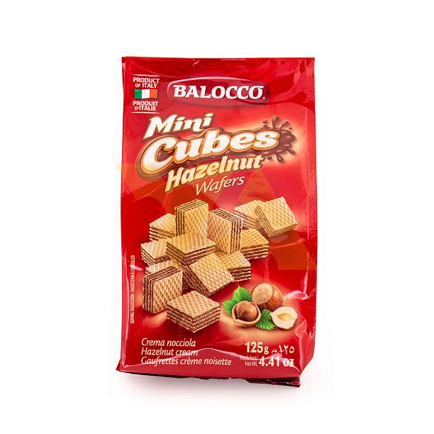 Вафли с ореховым кремом, миникубики, BALOCCO, 0,125 кг  Balocco Италия