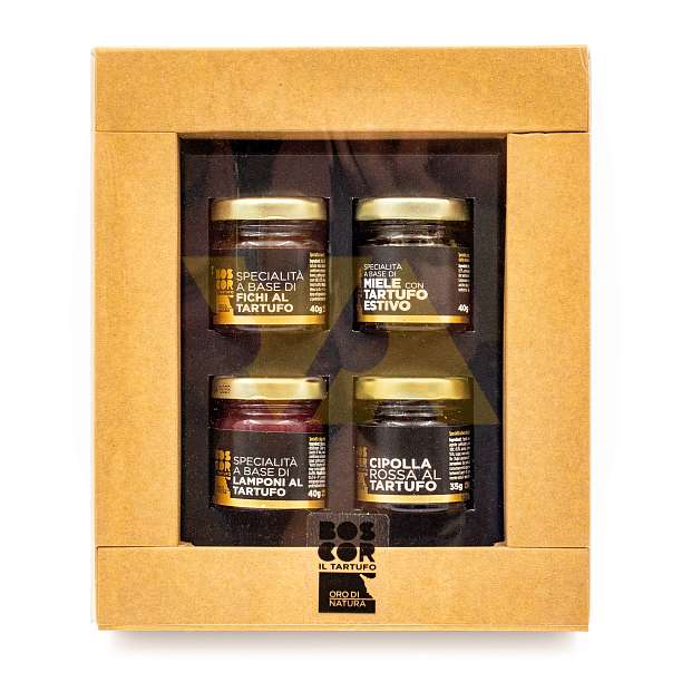 Набор соусов (малина, инжир, лук) и меда ароматизированные черным трюфелем BOSCOR, CALUGI, 0,160/0,500 кг (карт/кор)  BOSCOR, CALUGI Италия