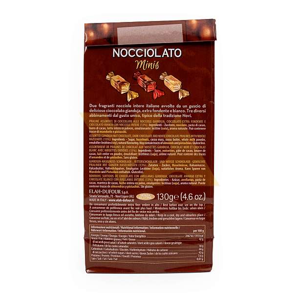 Пралине ассорти с двумя орехами NOCCIOLATO Minis, 3624, NOVI, 0,130 кг  Elah Dufour Италия