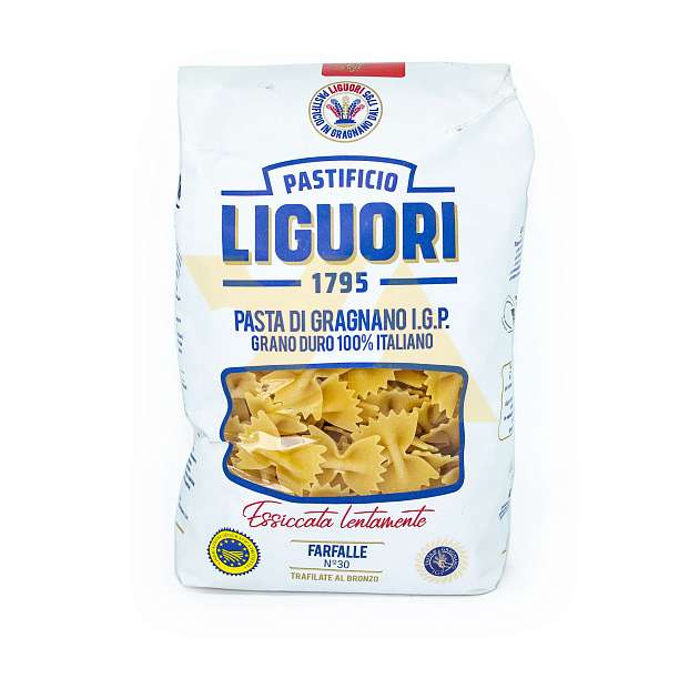 Фарфалле №30, паста из Граньяно I.G.P. из твердых сортов пшеницы, LIGUORI, 0,5 кг (бум/упак) 0.5 кг. Liguori Pastificio Италия