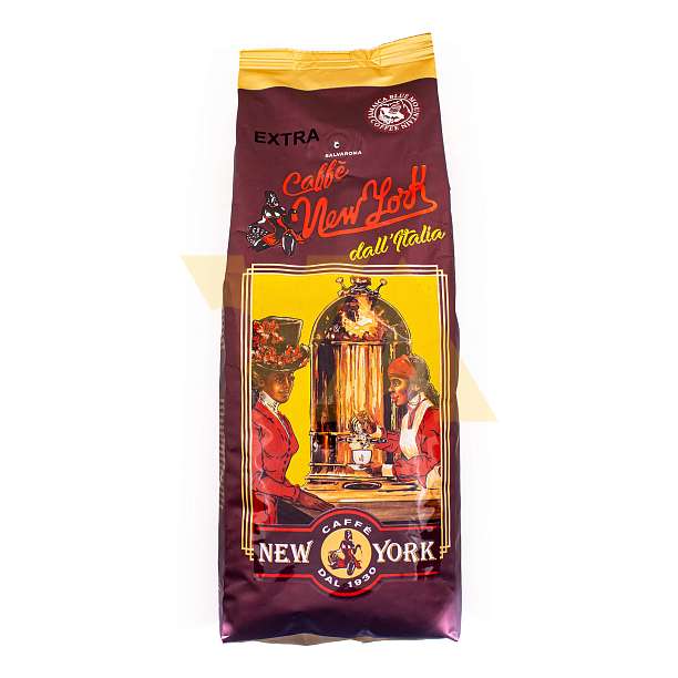 Кофе Ямайка Блю Маунтин, смесь (98% Арабика, 2% Ямайка) обжаренных кофейных зерен JAMAICA BLUE MOUNTAIN EXTRA, NEW YORK, 1 кг (фольг/пак)  Caffè New York Италия