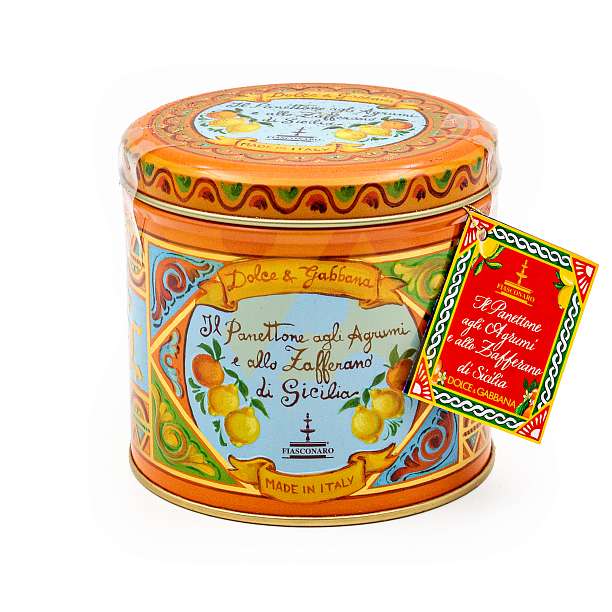 Панеттоне с сицилийским цитрусовыми цукатами и шафраном без изюма DOLCE&GABBANA, 0,100 кг (ж/б)  Fiasconaro Италия