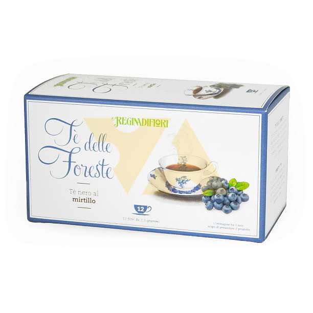 Чай черный с ароматом черники "Лесной", 12 пакетиков по 2,5 гр, REGINADIFIORI, 0,030 гр (карт/кор)  REGINADIFIORI Италия