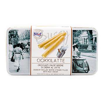 Хрустящие вафельные трубочки с молочным кремом CIOKKILATTE, 0,360 кг (винтажная ж/б)
