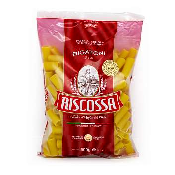Ригатони №18, паста из твердых сортов пшеницы, RISCOSSA, 0,5 кг