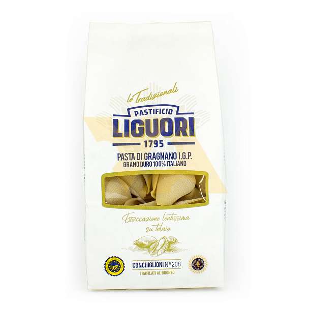 Конкильони №208, паста из Граньяно I.G.P. из твёрдых сортов пшеницы, LIGUORI, 0,5 кг (бум/упак) 0.5 кг. Liguori Pastificio Италия