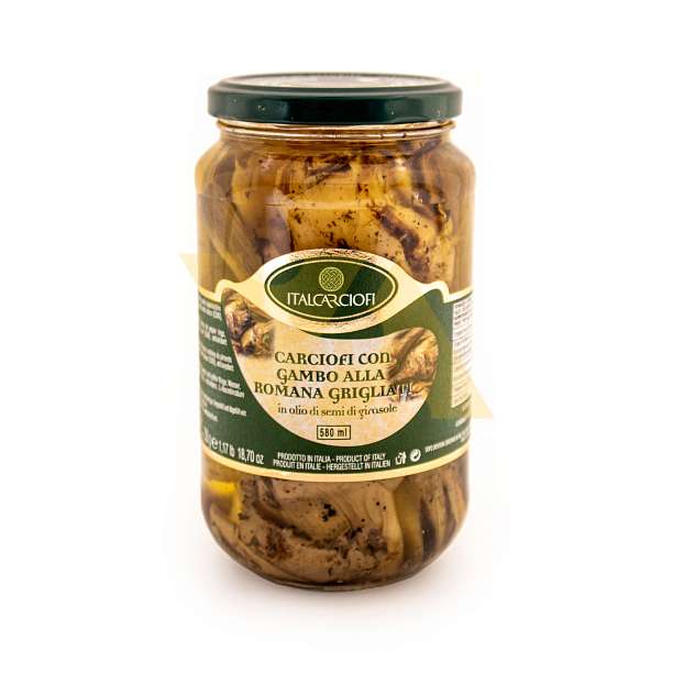 Артишоки НА ГРИЛЕ с ножкой по-римски в подсолнечном масле, ITALCARCIOFI, 0,53 кг/0,31 кг/0,58 л (ст/б) 0.58 л. Italcarciofi S.r.L. Италия
