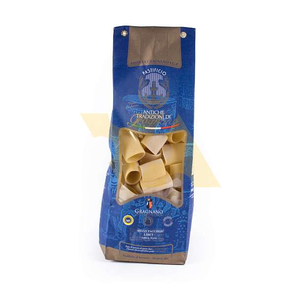 Мецци Паккери Лиши, паста из твердых сортов пшеницы из Граньяно IGP, ANTICHE TRADIZIONI DI GRAGNANO, 0,5 кг 0.5 кг. Antiche Tradizioni di Gragnano Италия