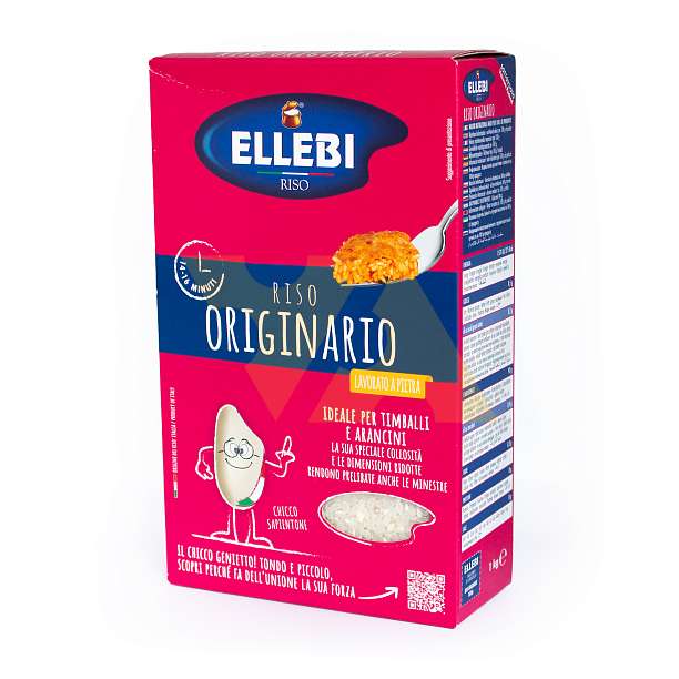 Рис Ориджинарио, для рисовых запеканок и аранчини, RISO ELLEBI, 1 кг  Ellebi Италия