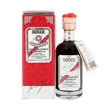 J0128 Уксус бальзамический из Модены IGP GOCCE, выдержка 15 лет, кислотность 6%, 0,25 л (бордовая коробка)