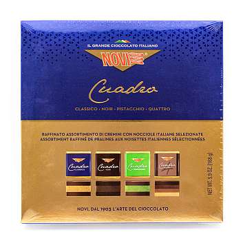 Ассорти шоколадных конфет Кремини (классика, горький шоколад, фисташки, четыре слоя) CUADRO ASSORTITO, 3429, NOVI, 0,168 кг (карт/кор)