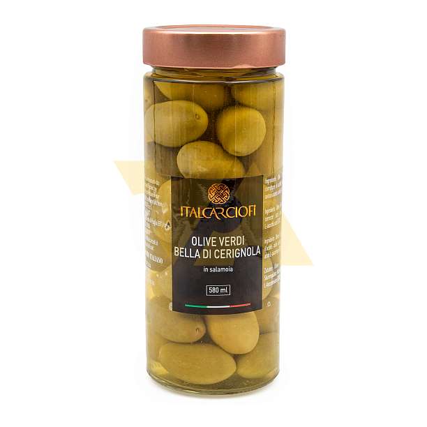Оливки Белла ди Чериньола Экстра 3G в рассоле LINIA GOURMET, ITALCARCIOFI, 0,580 мл/0,350 кг (ст/б)  Italcarciofi S.r.L. Италия
