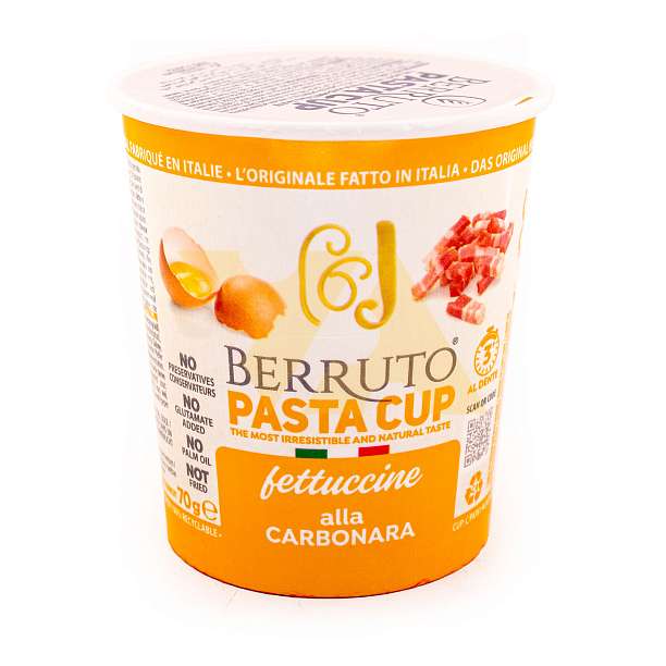 Феттуччине Карбонара, паста с сухим соусом на основе яиц и бекона, BERRUTO, 0,070 кг  Pasta Berruto Италия