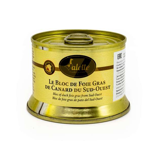 Фуа-гра утиная, консервы из печени утки IGP, блок, VALETTE, 0,13 кг (ж/б) 140 Valette Foie Gras Франция