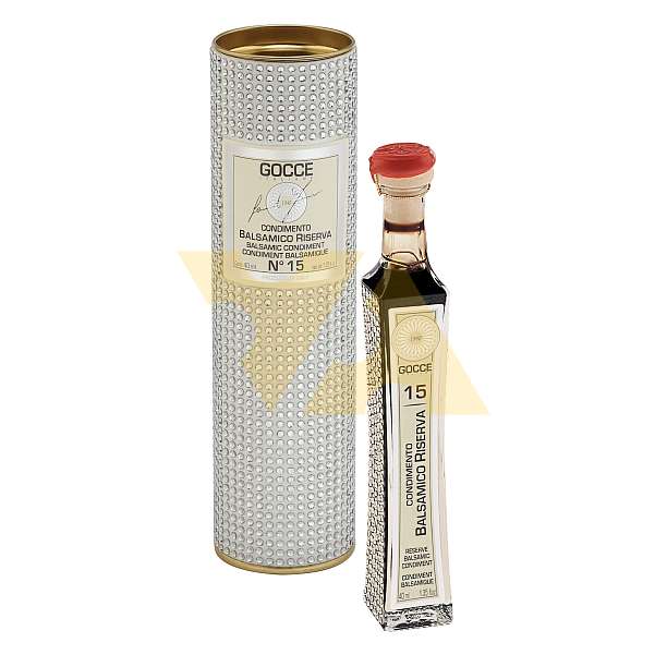 Заправка на основе уксуса бальзамического из Модены №15 RISERVA, GOCCE, K7305, выдержка 15 лет, 0,040 л (ст/б с кристаллами в коробке с кристаллами)  Acetaia Leonardi Италия