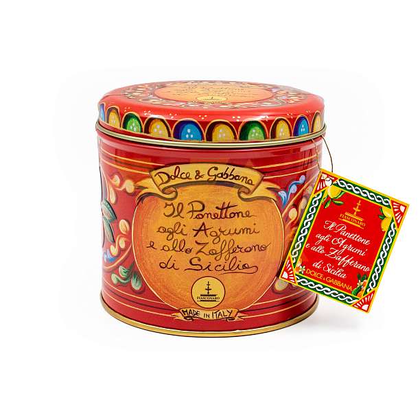 Панеттоне с сицилийским цитрусовыми цукатами и шафраном без изюма DOLCE&GABBANA, 0,100 кг (ж/б)  Fiasconaro Италия