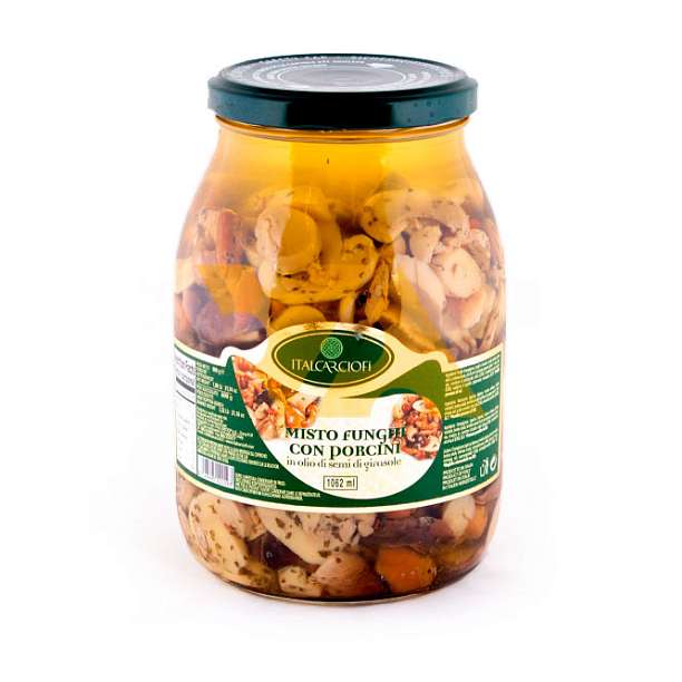 Смесь пяти видов грибов (с белыми грибами) в подсолнечном масле, ITALCARCIOFI, 0,9 кг/0,6 кг/1,062 л (ст/б)  Italcarciofi S.r.L. Италия