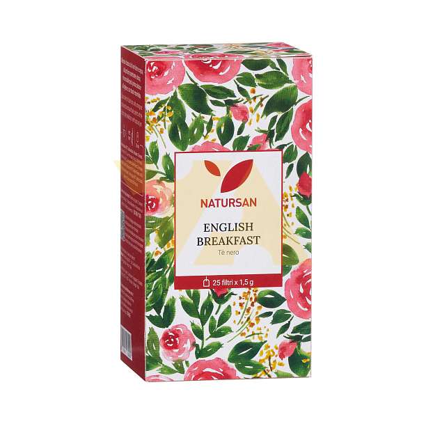 Чай черный Английский завтрак, 25 пакетиков по 1,5 гр., NATURSAN, 0,0375 кг (карт/кор)  SNAK Италия