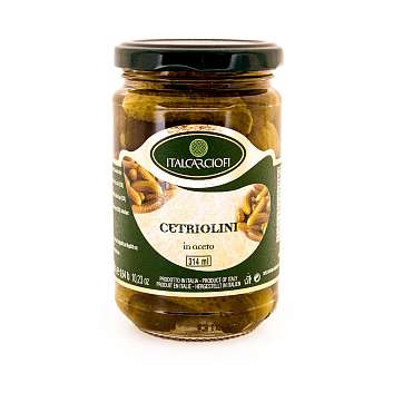 Огурцы Корнишоны в уксусе, ITALCARCIOFI, 0,28 кг/0,17 кг/0,314 л (ст/б)