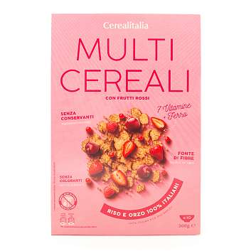 Сухой завтрак из хлопьев (рис и мука из неочищенного пшеничного зерна) с красными ягодами NATURE MIX, CEREALITALIA, 0,300 кг (карт/кор)