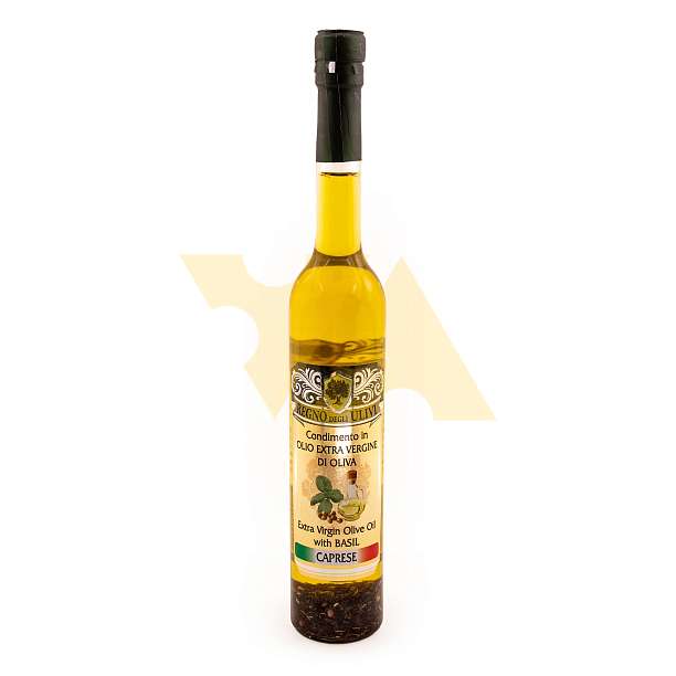 Масло  оливковое первого холодного отжима ароматизированное с базиликом для салатов CAPRESE, REGNO DEGLI ULIVI, 0,1 л (ст/бут)  Regno degli Ulivi Италия