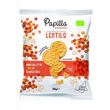 Хлебцы круглые (мини галеты) из чечевицы BIO, PAPILLA LENTILS, ORYZA, 0,05 кг