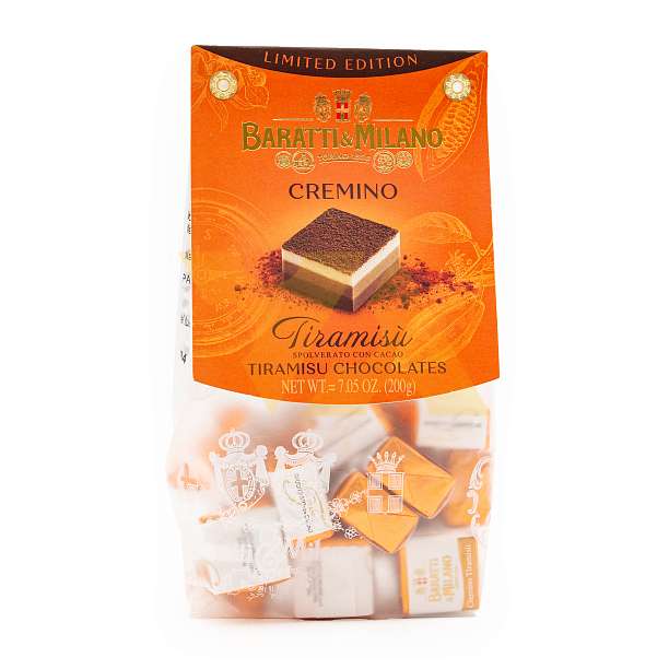 Пралине Кремино шоколадные со вкусом тирамису посыпаные какао, 4360, BARATTI&MILANO, 0,200 кг (пл/пак)  Baratti & Milano Италия