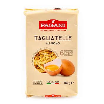 Тальятелле яичные, паста яичная из твердых сортов пшеницы, PAGANI, 0,250 кг (карт/кор)