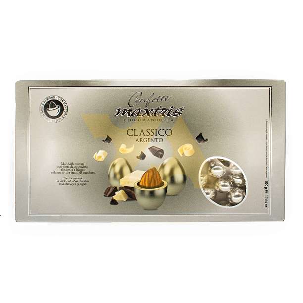Миндаль в шоколаде в серебряной глазури CLASSICO ARGENTO, CONFETTI MAXTRIS CIOCOMANDORLA, 0,500 кг (карт/кор)  Confetti Maxtris Италия