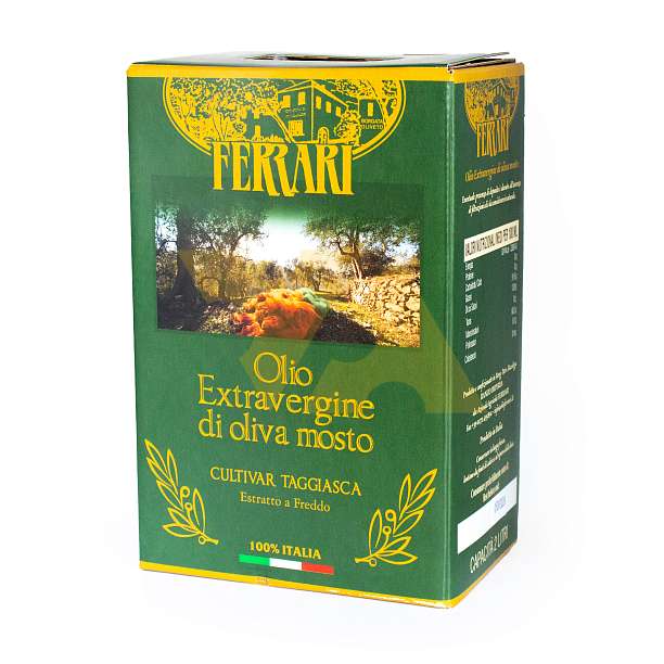 Масло оливковое первого холодного отжима из оливок сорта Таджаски, 100% ITALIANO, FERRARI, 2 л (фольгированный пакет в картонной коробке)  Azienda FERRARI Италия