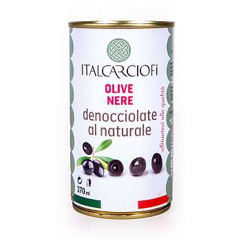 Маслины без косточки, ITALCARCIOFI, 0,350 кг/0,15 кг/0,37 л (ж/б)
