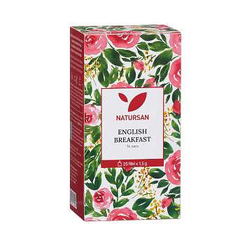 Чай черный Английский завтрак, 25 пакетиков по 1,5 гр., NATURSAN, 0,0375 кг (карт/кор)