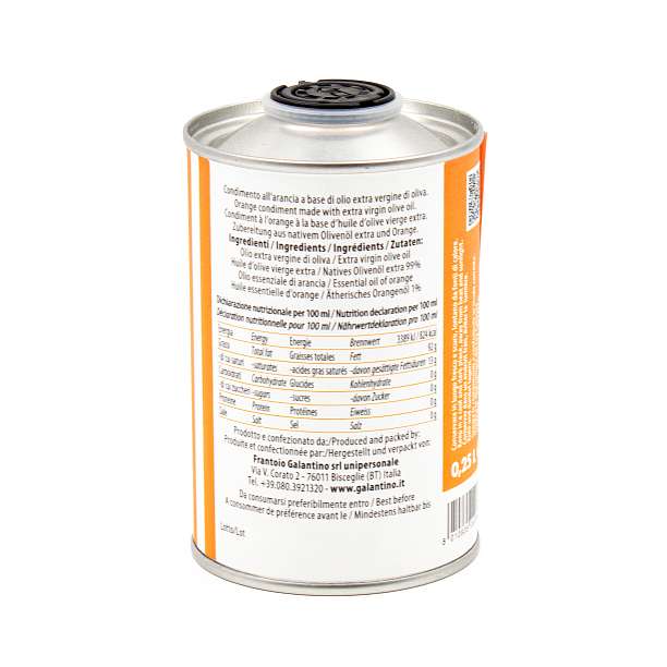 Масло оливковое первого холодного отжима ароматизированное апельсином, GALANTINO, 0,25 л  (жестяная канистра)  Frantoio F.lli Galantino S.N.C. Италия