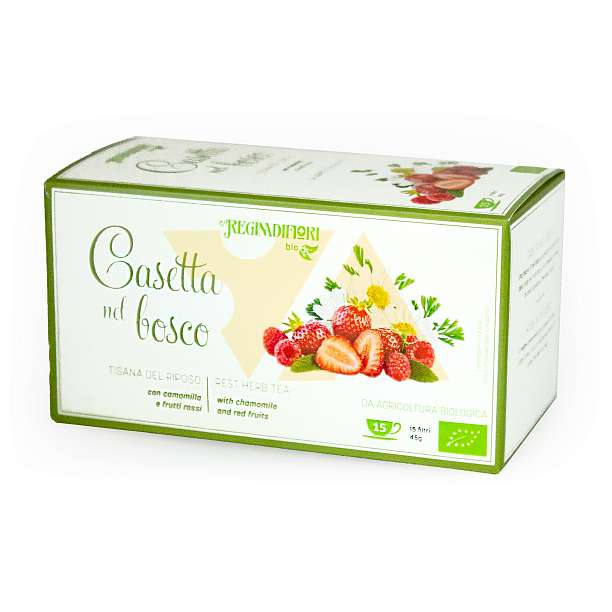 Чай травяной расслабляющий с ромашкой и красными ягодами "Домик в лесу" BIO, 15 пакетиков по 3 гр, REGINADIFIORI, 0,045 гр (карт/кор)  REGINADIFIORI Италия