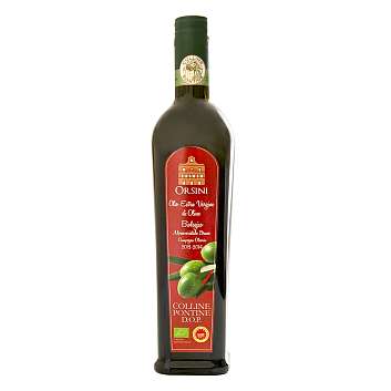 Масло оливковое первого холодного отжима COLLINE PONTINE DOP BIO, ORSINI, 0,5 л (ст/бут)