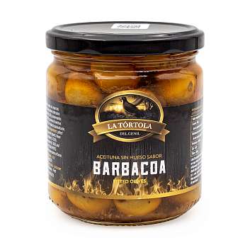 Оливки зеленые без косточек со вкусом барбекю, LA TORTOLA, 0,370 кг/0,200 кг (ст/б)