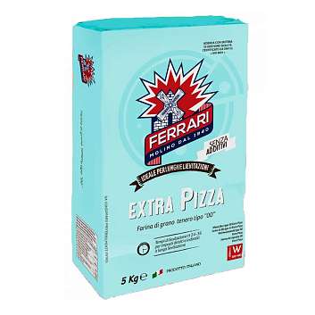 Мука из мягких сортов пшеницы для пиццы EXTRA PIZZA, с силой W муки 380/400, MOLINO FERRARI, 5 кг