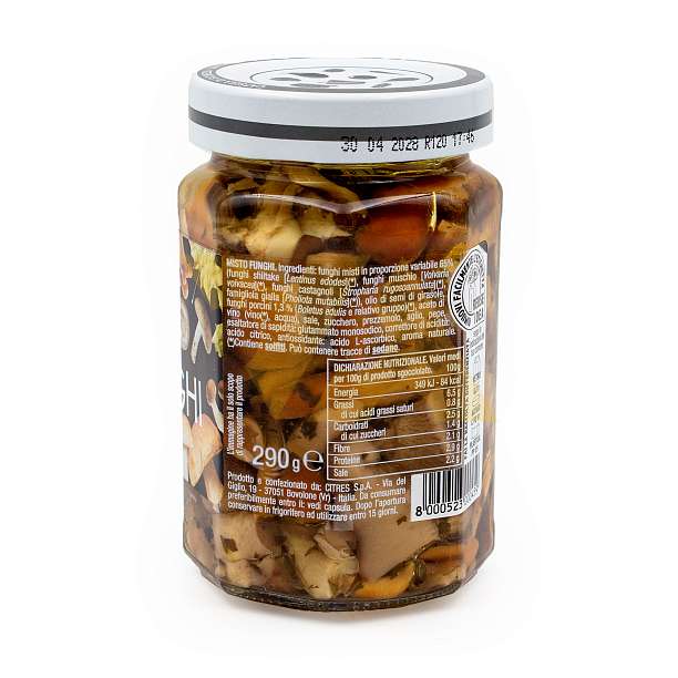 Смесь грибов с белыми грибами пастеризованная в подсолнечном масле, CITRES, 0,290 кг/0,192 кг/0,319 л (ст/б)  Citres Италия