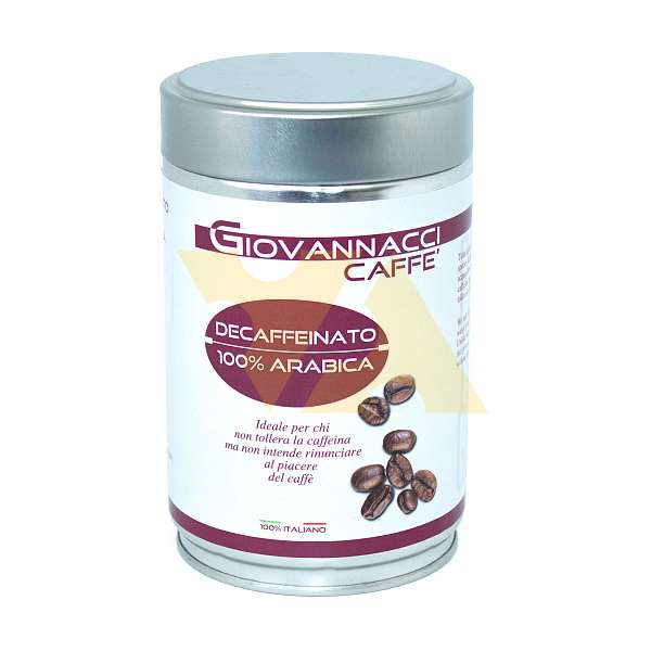 Кофе молотый без кофеина DECAFFEINATO MOKA, смесь обжаренная 100% Арабика, GIOVANNACCI, 0,25 кг (ж/б)  Giovannacci Caffè Италия