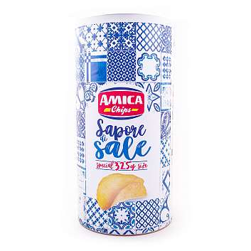 Чипсы картофельные c пониженным содержанием соли (-50%) SAPORE DI SALE, AMICA CHIPS, 0,325 кг (туба)