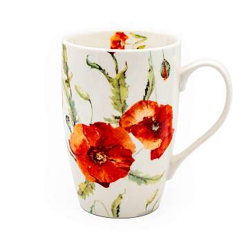 Кружка чайная из фарфора Красные маки (RED POPPIES) в картоннй коробке 500 мл REGINADIFIORI