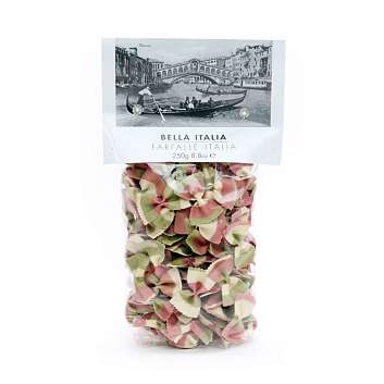 Фарфалле триколор BELLA ITALIA, разноцветная паста из твердых сортов пшеницы, UMBRO, 0,25 кг (пл/пак)