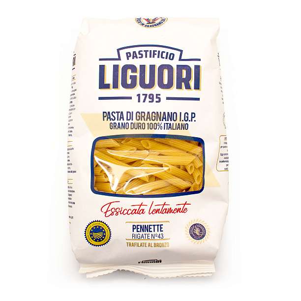 Пеннетте Ригате №43, паста из Граньяно I.G.P. из твердых сортов пшеницы, LIGUORI, 0,5 кг (бум/упак)  Liguori Pastificio Италия
